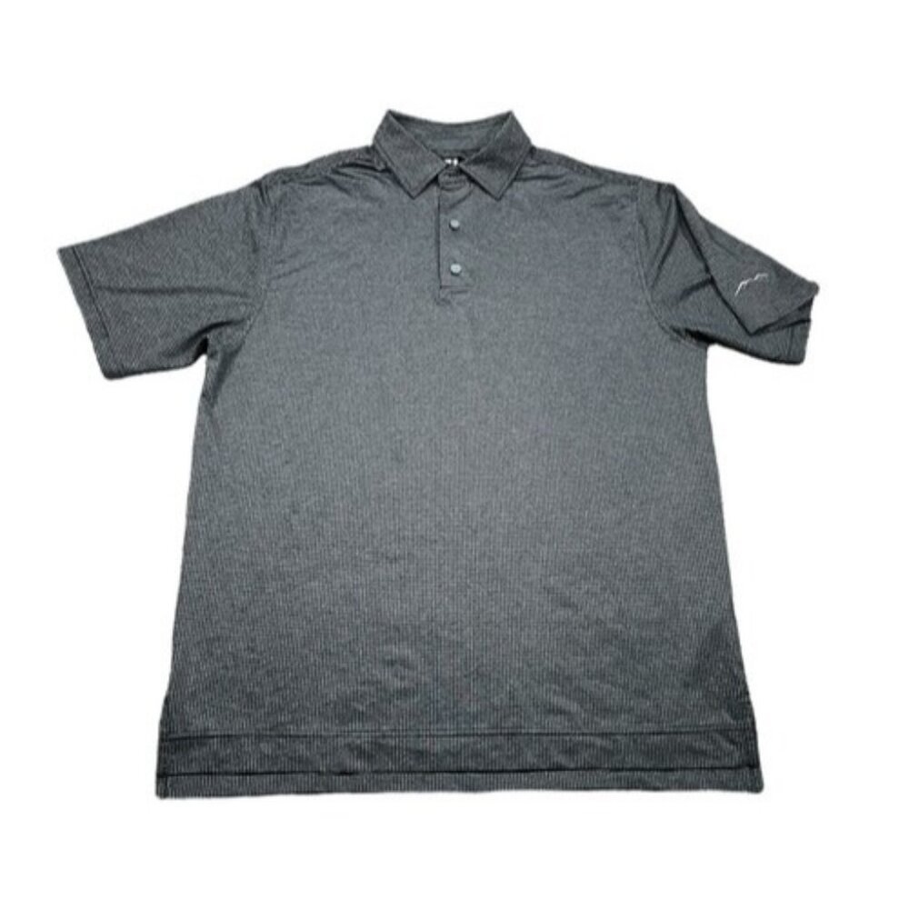 FootJoy Men’s Black/Gray Houndstooth Short Sleeve Comfort Polo Shirt Med  EUC